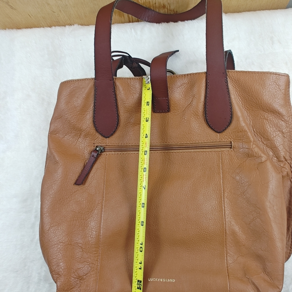 Lucky Brand Large Brown Genuine Leather Tote - Picture 9 of 10